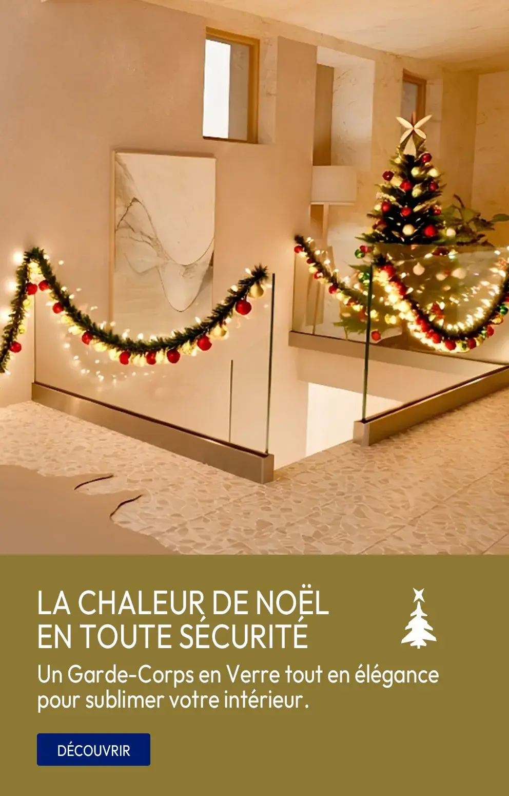 Une nouveauté du Garde-Corps en Verre : le Profilé pour LED vient se fixer au profilé du garde-corps pour illuminer l'extérieur du balcon