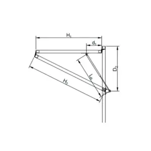 Vue technique latérale du système ouvert pour brise-soleil horizontal volet papillon