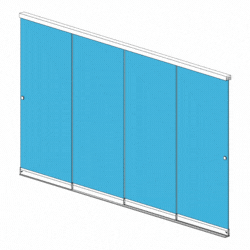 Installation Coulissant Panoramique cloison en verre extérieur ou intérieur avec stockage à droite
