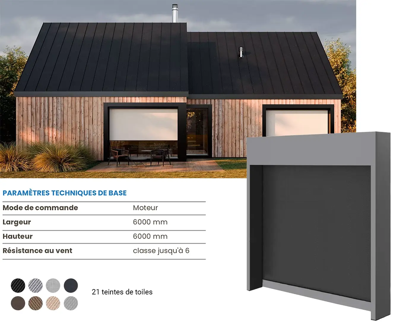 Store vertical enrouleur extérieur pour terrasse
