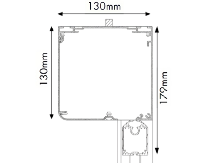 Coffre modèle 130 pour store vertical zip spécial grandes dimensions jusqu'à 4000 mm de hauteur et 5600 mm de largeur