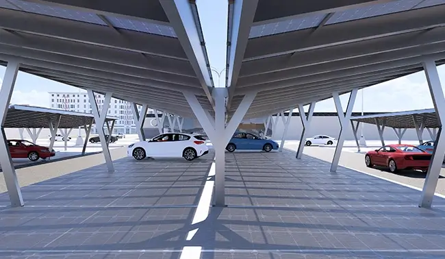 Carport Photovoltaique autoportée pour grande terrasse de jardin