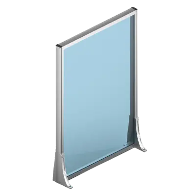 paravent extérieur fixe en verre avec cadre et fixation en aluminium