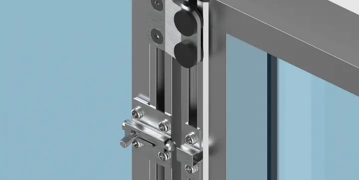 Système de verrouillage avec loquet pour portillon du paravent extérieur fixe Glass Systems