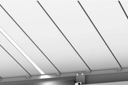 Eclairage bandeau LEDs sur lame, élements compris dans la structure de la Pergola Bioclimatique en aluminium Glass Systems