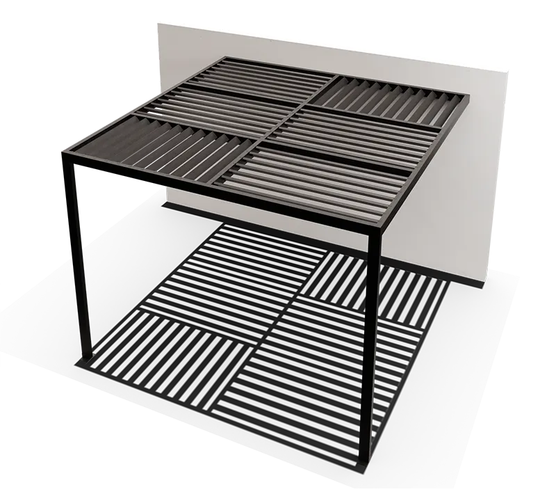 configuration de la Pergola Photovoltaique adossée au mur Glass Systems