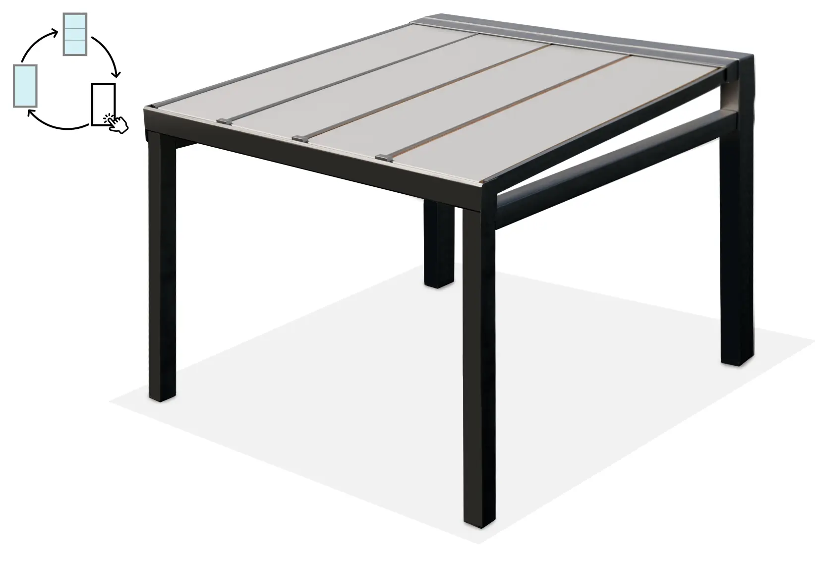 Schéma de la configuration ouverture latérale pour le coulissant panoramique premium