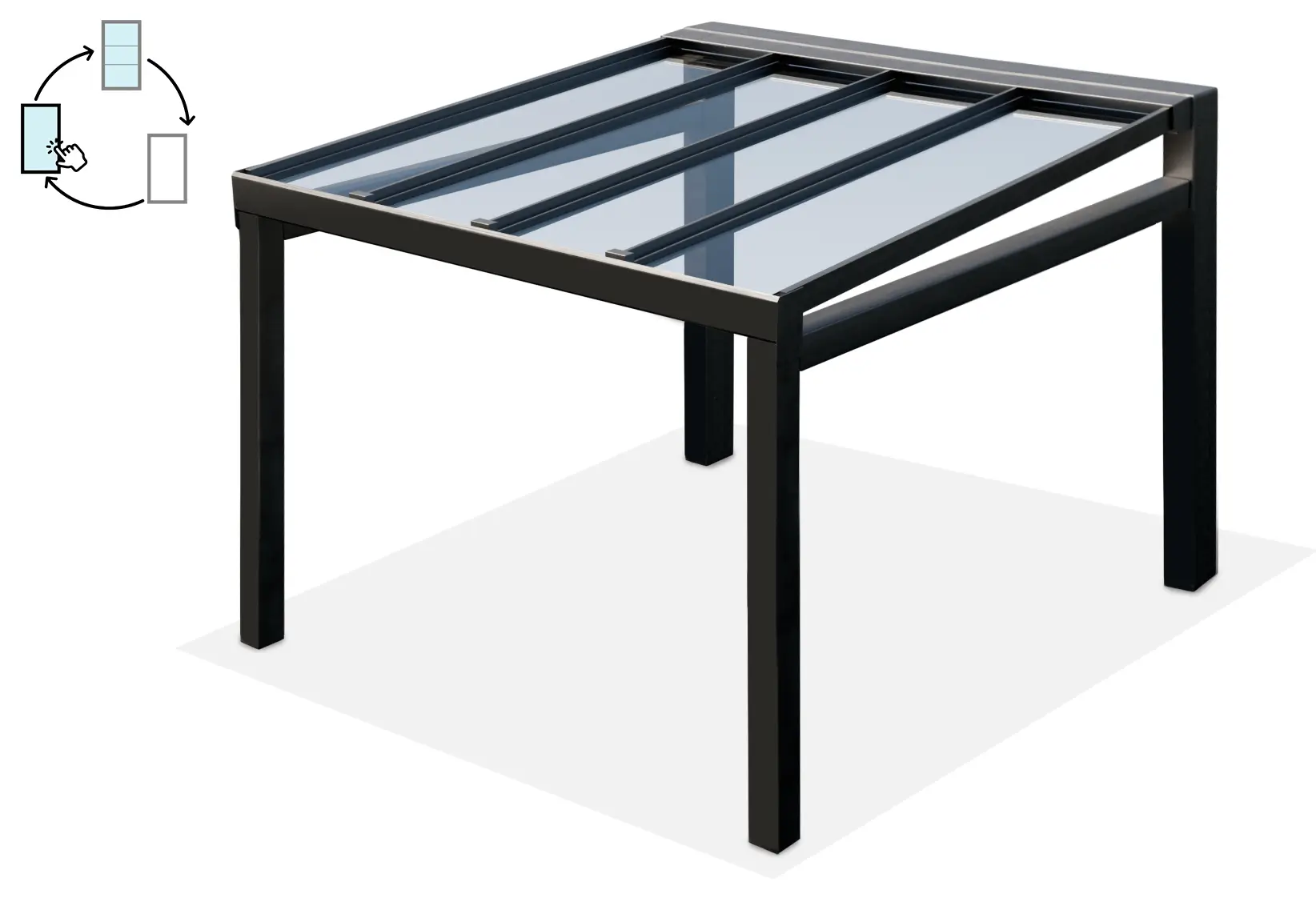 Schéma de la configuration ouverture latérale pour le coulissant panoramique premium