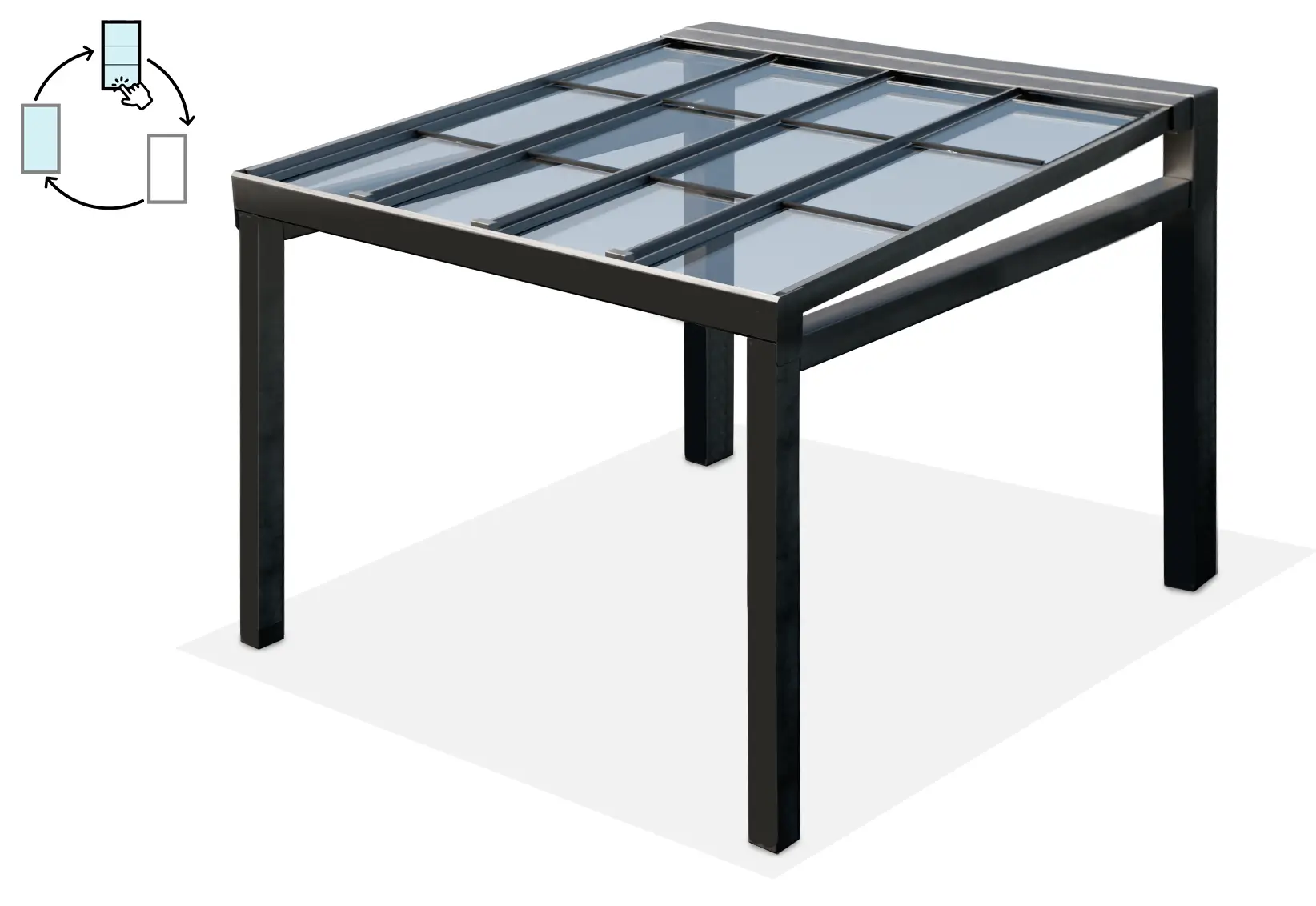 Schéma de la configuration ouverture latérale pour le coulissant panoramique premium